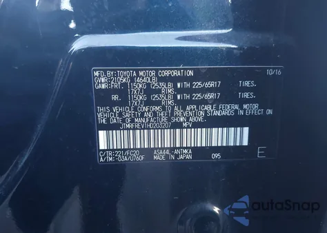 2017 Toyota Rav4 Xle from USA, damaged, VIN JTMRFREV1HD203207